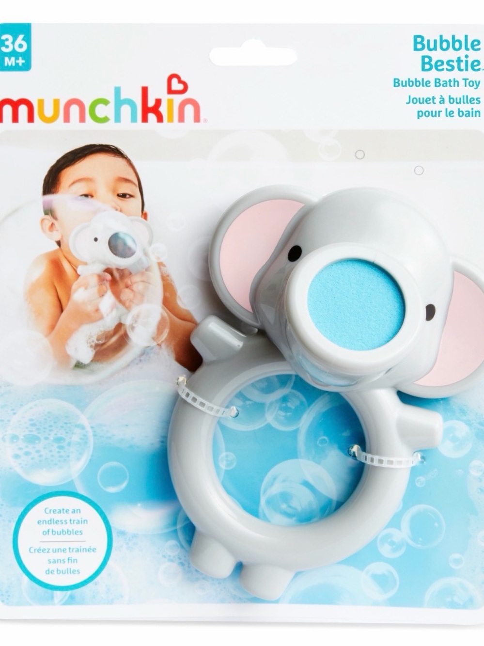 Munchkin Gray & Pink Elephant Bubble Buddy Bath Toy